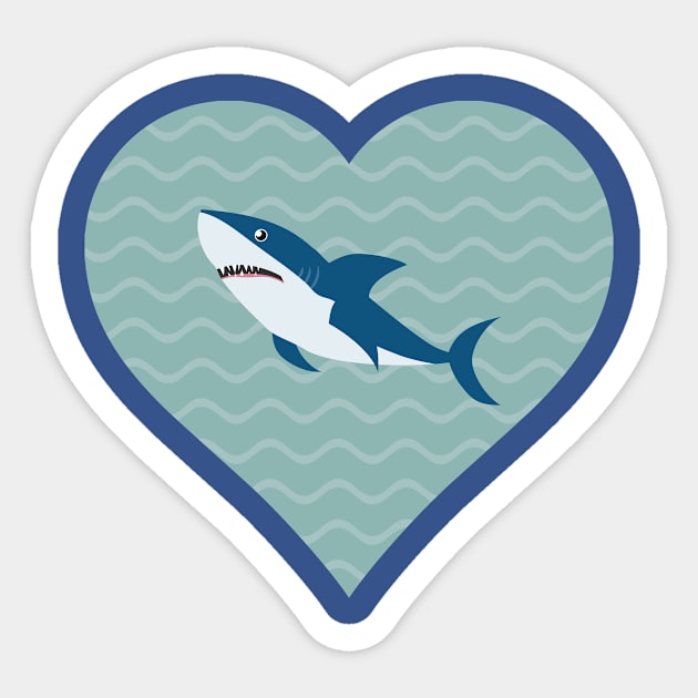 I Love Sharks Water Heart Sticker by 4Craig